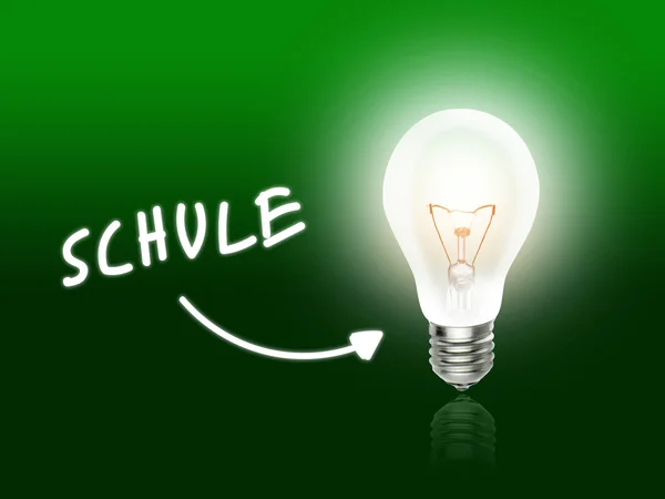 Schule Bulb Lamp Energi cahaya hijau — Stok Foto