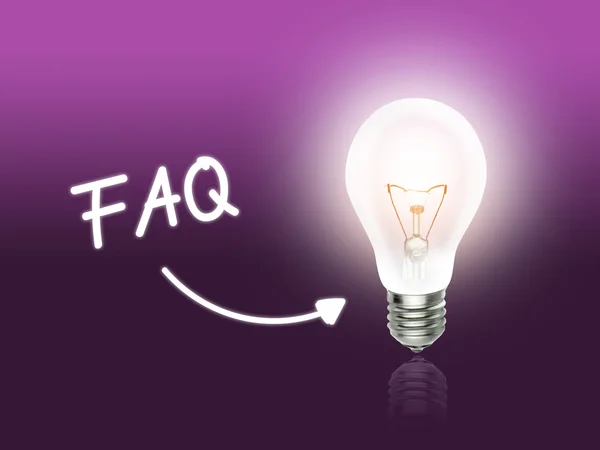 FAQ żarówka Lampa energii różowy — Zdjęcie stockowe