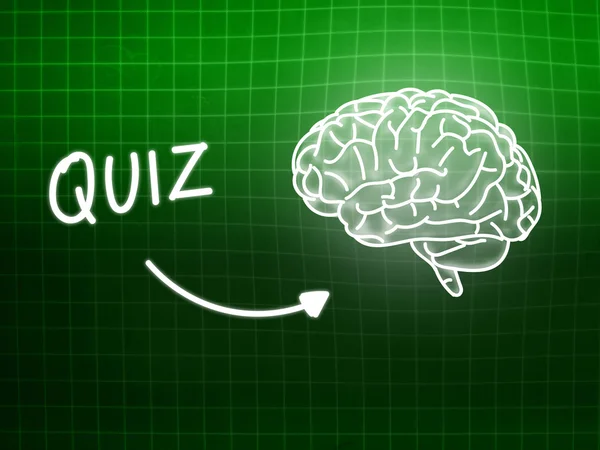 Quiz brain background knowledge science blackboard green — Stock Photo, Image