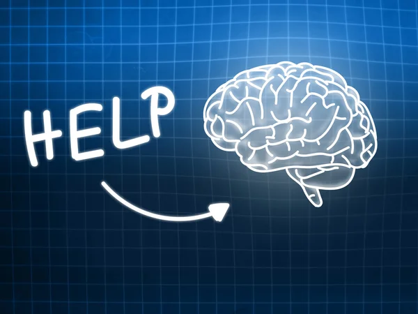 Help brain background knowledge science blackboard blue — Stock Photo, Image