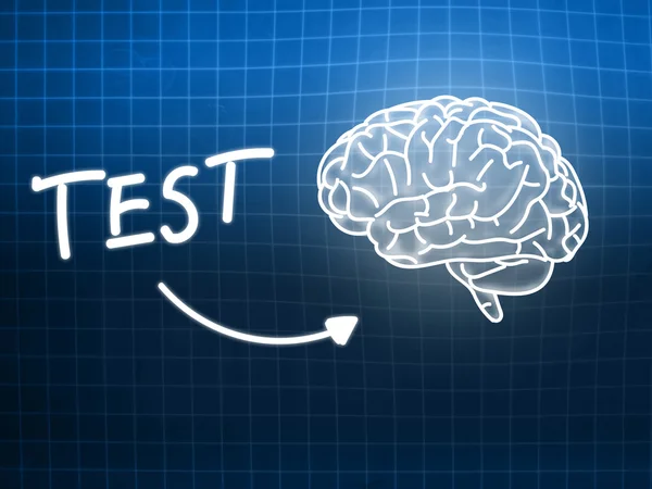 Prueba cerebro fondo conocimiento ciencia pizarra azul —  Fotos de Stock