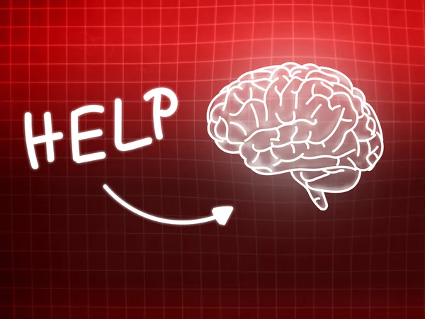 Help brain background knowledge science blackboard red — Stock Photo, Image