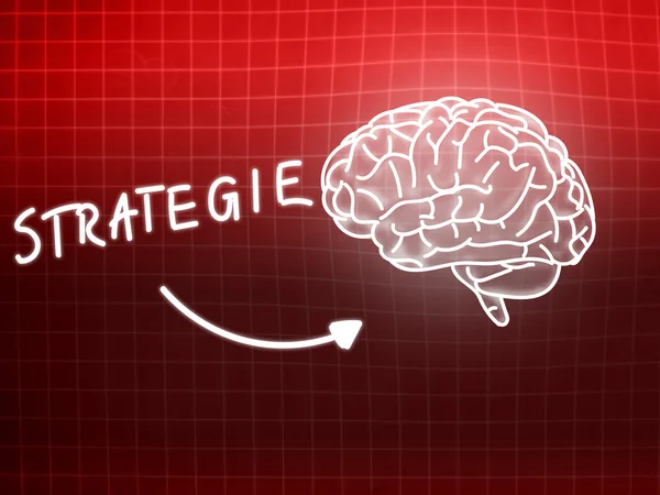 Strategie cervello sfondo conoscenza scienza lavagna rosso — Foto Stock