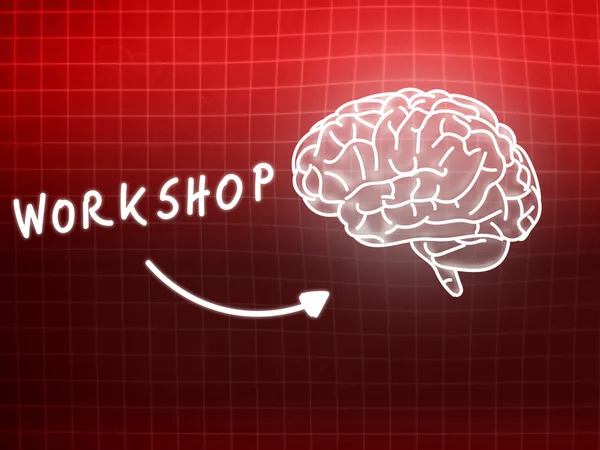 Workshop brain background knowledge science blackboard red — Stock Photo, Image