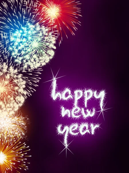 Boldog új évet tűzijáték-Tűzijáték — Stock Fotó
