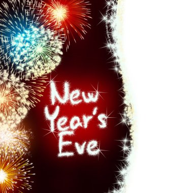 Yeni yıl arifesinde yıldönümü havai fişek kutlama parti kırmızı