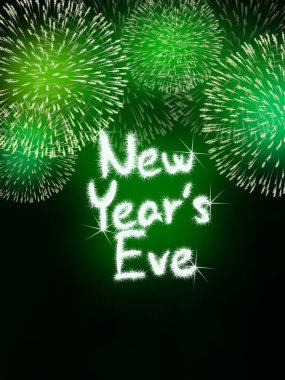 Yeni yıl arifesinde yıldönümü havai fişek kutlama parti yeşil