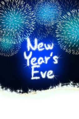 Yeni yıl arifesinde yıldönümü havai fişek kutlama parti mavi