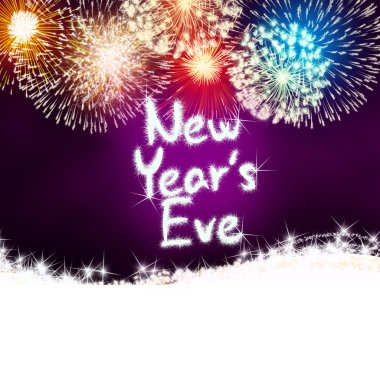 Yeni yıl arifesinde yıldönümü havai fişek kutlama parti pembe