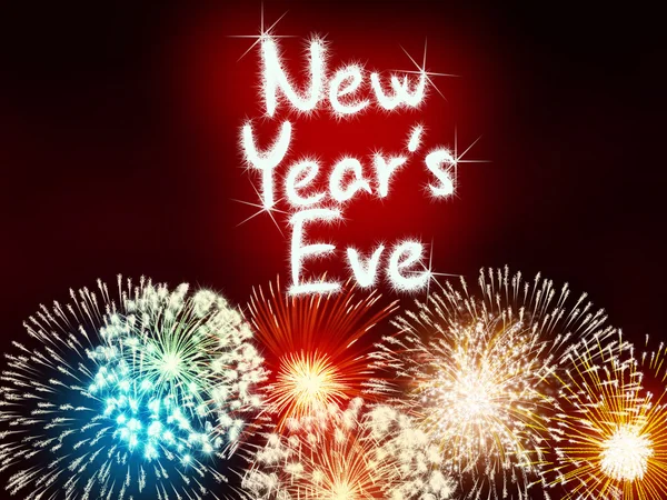 Yeni yıl arifesinde yıldönümü havai fişek kutlama parti kırmızı