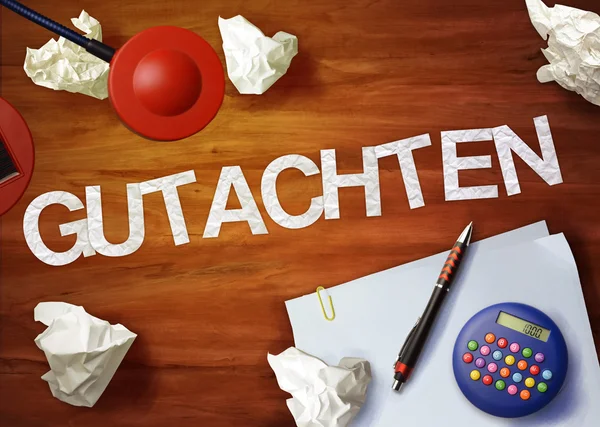 Gutachten 桌面备忘录计算器办公室认为组织 — 图库照片