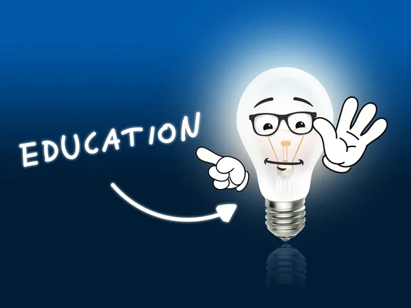 Vzdělávání žárovka lampa energie světle modrá — Stock fotografie