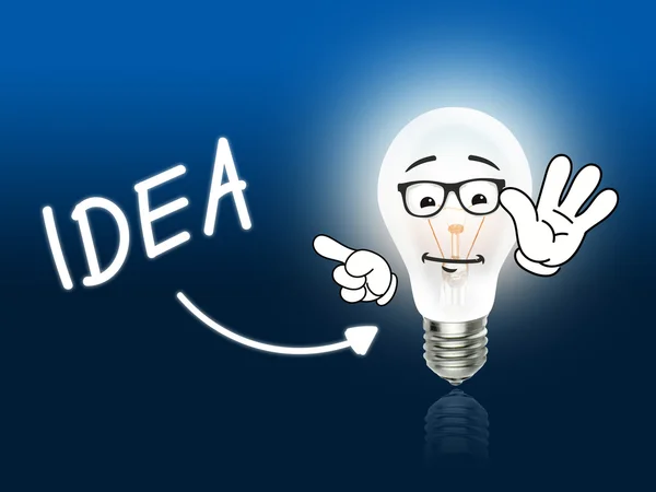 Ideia lâmpada lâmpada de energia azul claro — Fotografia de Stock