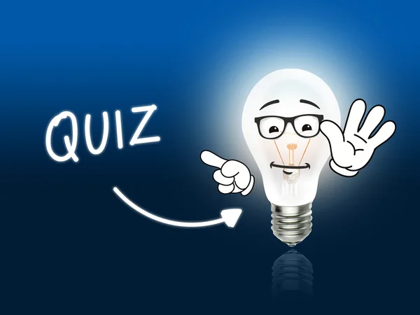 Quiz Bulb lampa energi ljus blå — Stockfoto