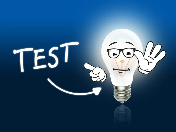 Test ampul lamba enerji ışık mavi — Stok fotoğraf