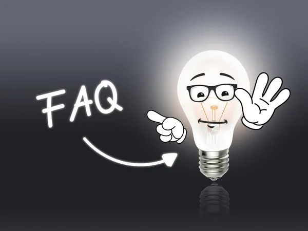 FAQ żarówka Lampa energii jasno szary — Zdjęcie stockowe