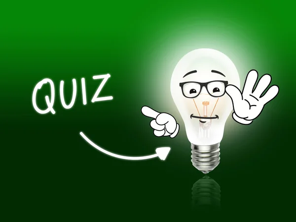 Quiz żarówka Lampa energii zielone światło — Zdjęcie stockowe