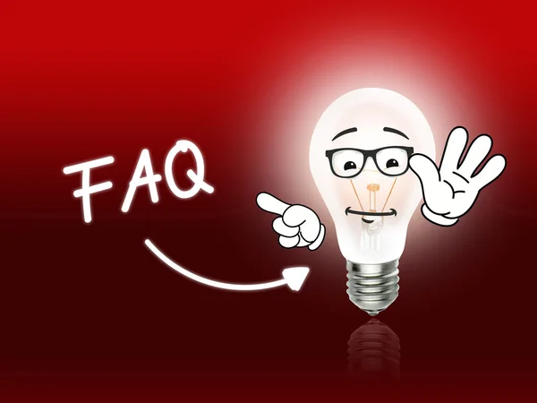 FAQ żarówka Lampa energii światła czerwonego — Zdjęcie stockowe