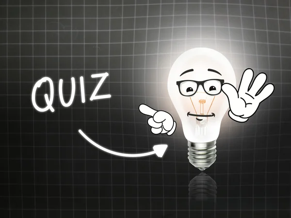 Quiz żarówka Lampa energii światła tablica — Zdjęcie stockowe