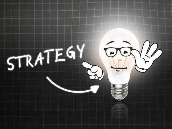 Strategy Bulb Lamp Energy Light blackboard — Stock Photo, Image