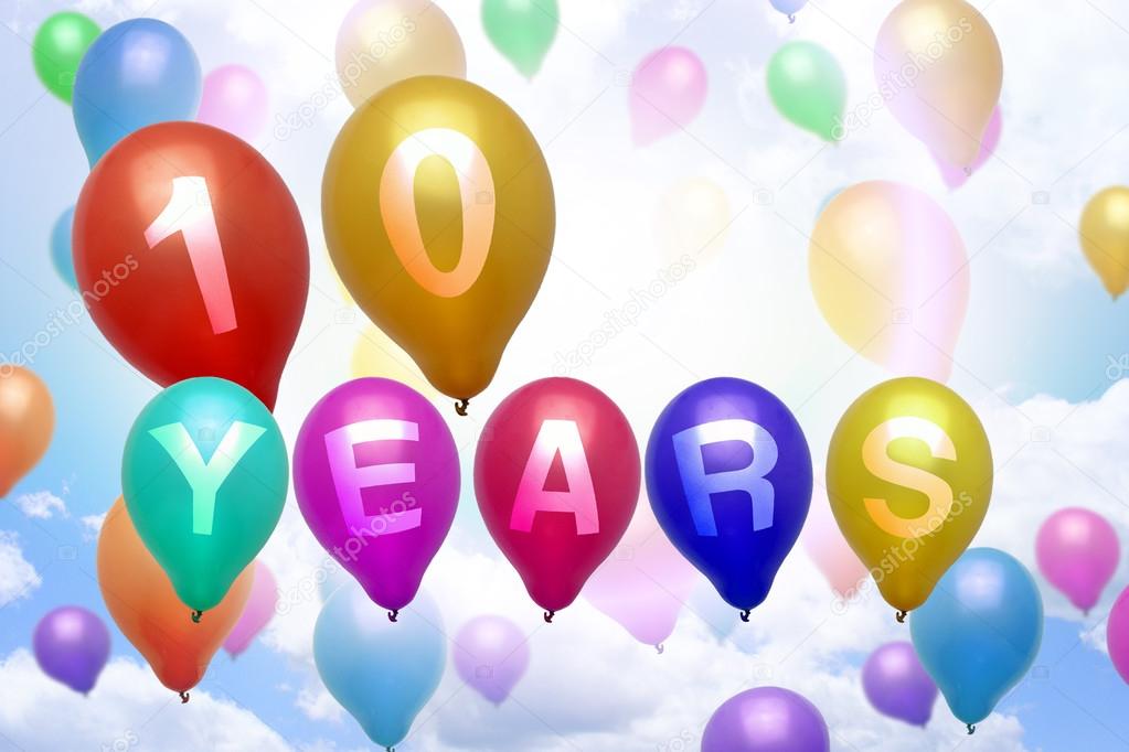 10 years happy birthday balloon colorful balloons
