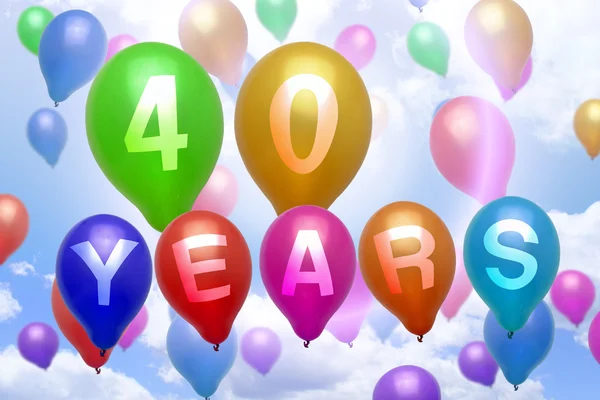 40 anni felice compleanno palloncino palloncini colorati — Foto Stock