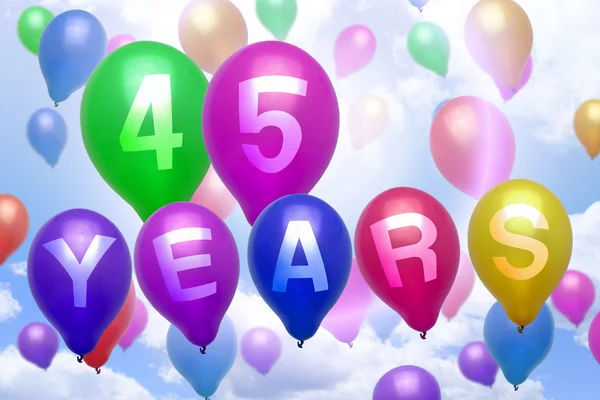 45 χρόνια ευτυχισμένα γεννέθλια μπαλόνι πολύχρωμα μπαλόνια — Φωτογραφία Αρχείου
