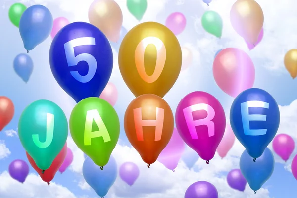 Alemão 50 anos balão balões coloridos — Fotografia de Stock