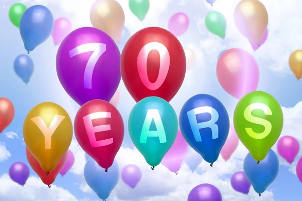 70 Jahre Happy Birthday Ballon bunte Luftballons — Stockfoto