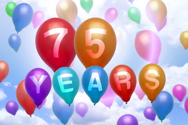 75 anni felice compleanno palloncino palloncini colorati — Foto Stock