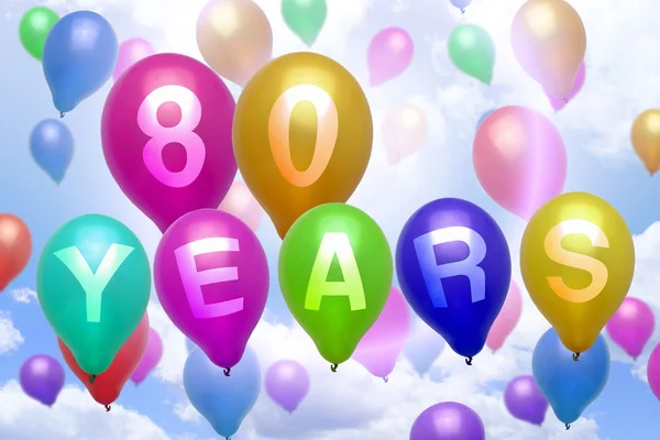 80 anni felice compleanno palloncino palloncini colorati — Foto Stock