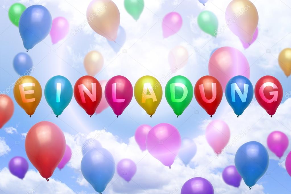 Niemiecki Zaproszenie Balon Balony Kolorowe Zdjęcie Stockowe