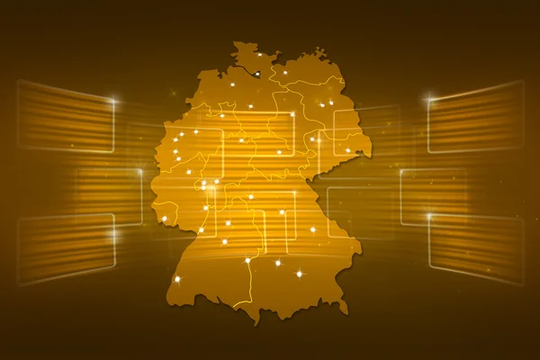 Deutschland karte weltkarte nachrichten kommunikation gelb — Stockfoto