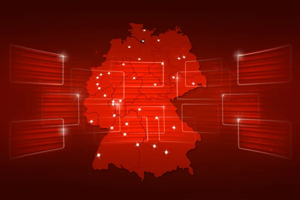 Duitsland kaart wereldkaart nieuws mededeling rood — Stockfoto