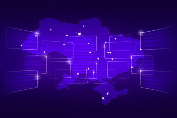 Mapa Ukrajina mapa světa Novinky komunikace modré — Stock fotografie