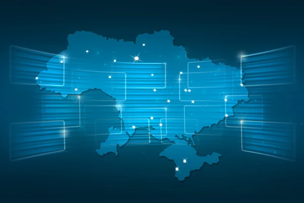 Mapa Ukrajina mapa světa Novinky komunikace modré — Stock fotografie