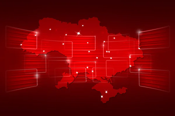 Ucraina Mappa Mappa del mondo Notizie Comunicazione rosso — Foto Stock