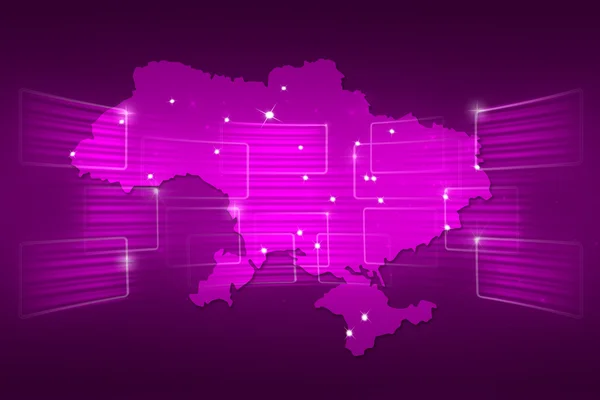 Mapa de Ucrania Mapa del mundo Noticias Comunicación morado —  Fotos de Stock