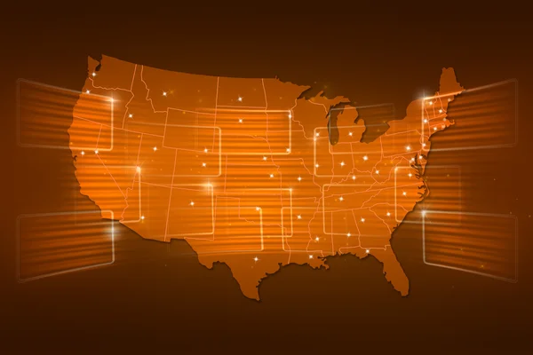 Mapa USA mapę świata wiadomości komunikat żółte złoto — Zdjęcie stockowe