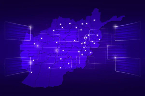 Mapa de Afganistán Mapa del mundo Noticias Comunicación azul —  Fotos de Stock