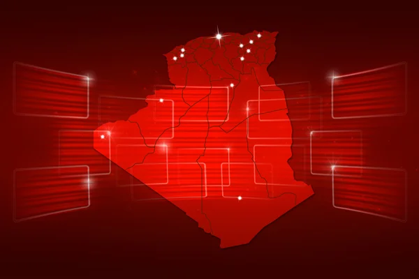 Algeria Map World map News Communication red — Stock Photo, Image