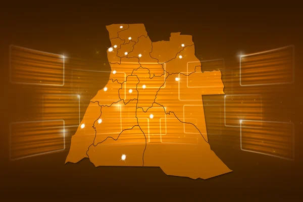 安哥拉地图世界地图新闻传播金黄色 — 图库照片