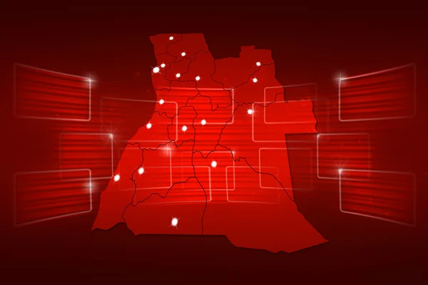 Angola Mapa do mundo Notícias Comunicação vermelho — Fotografia de Stock