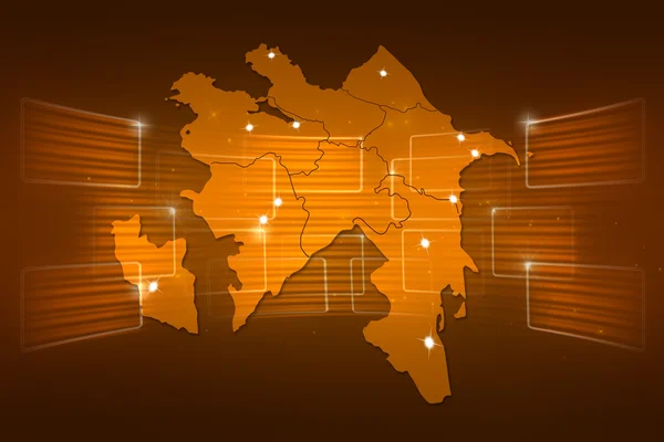Azerbaycan harita Dünya Haritası haber iletişim altın sarı — Stok fotoğraf