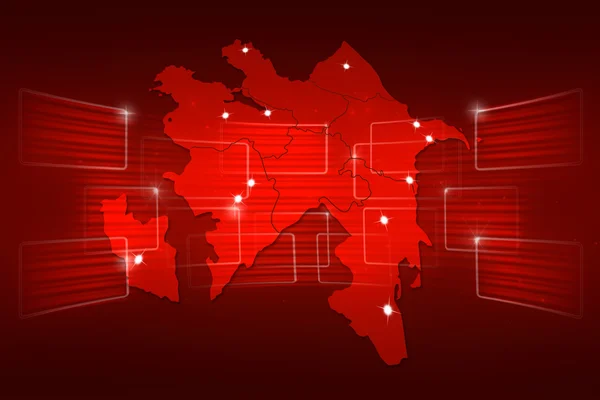 Mapa świata mapę Azerbejdżanu wiadomości komunikat czerwony — Zdjęcie stockowe