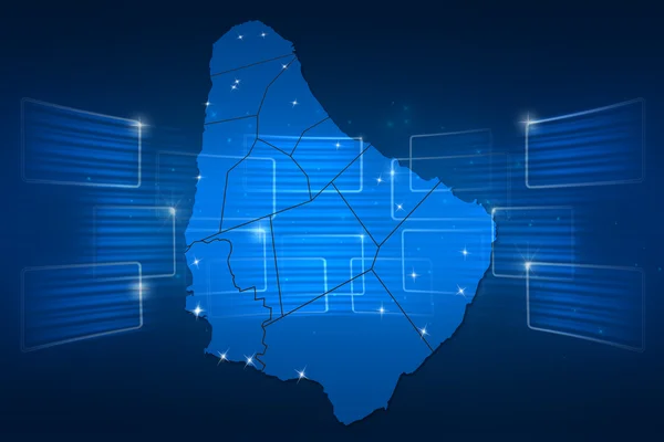 Barbardos karte weltkarte nachrichten kommunikation blau — Stockfoto