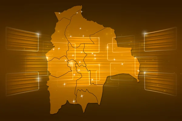 玻利维亚地图世界地图新闻传播金黄色 — 图库照片