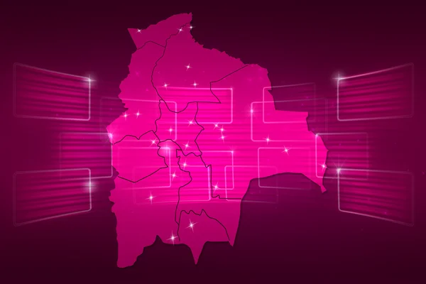 Mapa Boliwii mapę świata wiadomości komunikat różowy — Zdjęcie stockowe