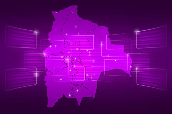 Mapa Boliwii mapę świata wiadomości komunikat fioletowy — Zdjęcie stockowe