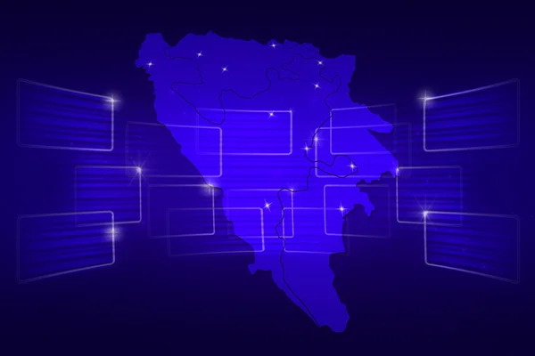 Mapa Bosny a Hercegoviny mapa světa Novinky komunikace modré — Stock fotografie